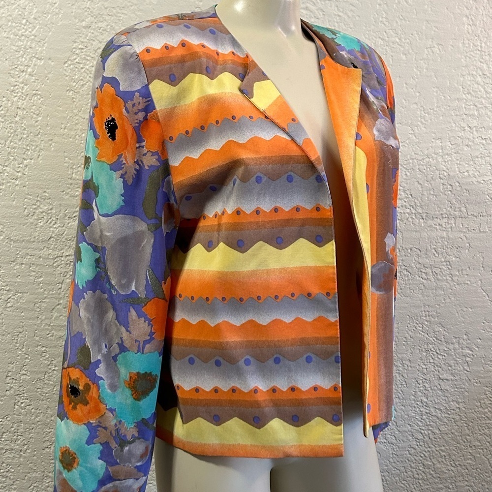 A. C . Sport VTG art-to-wear lightweight open front blazer SZ 10 - Picture 8 of 15
